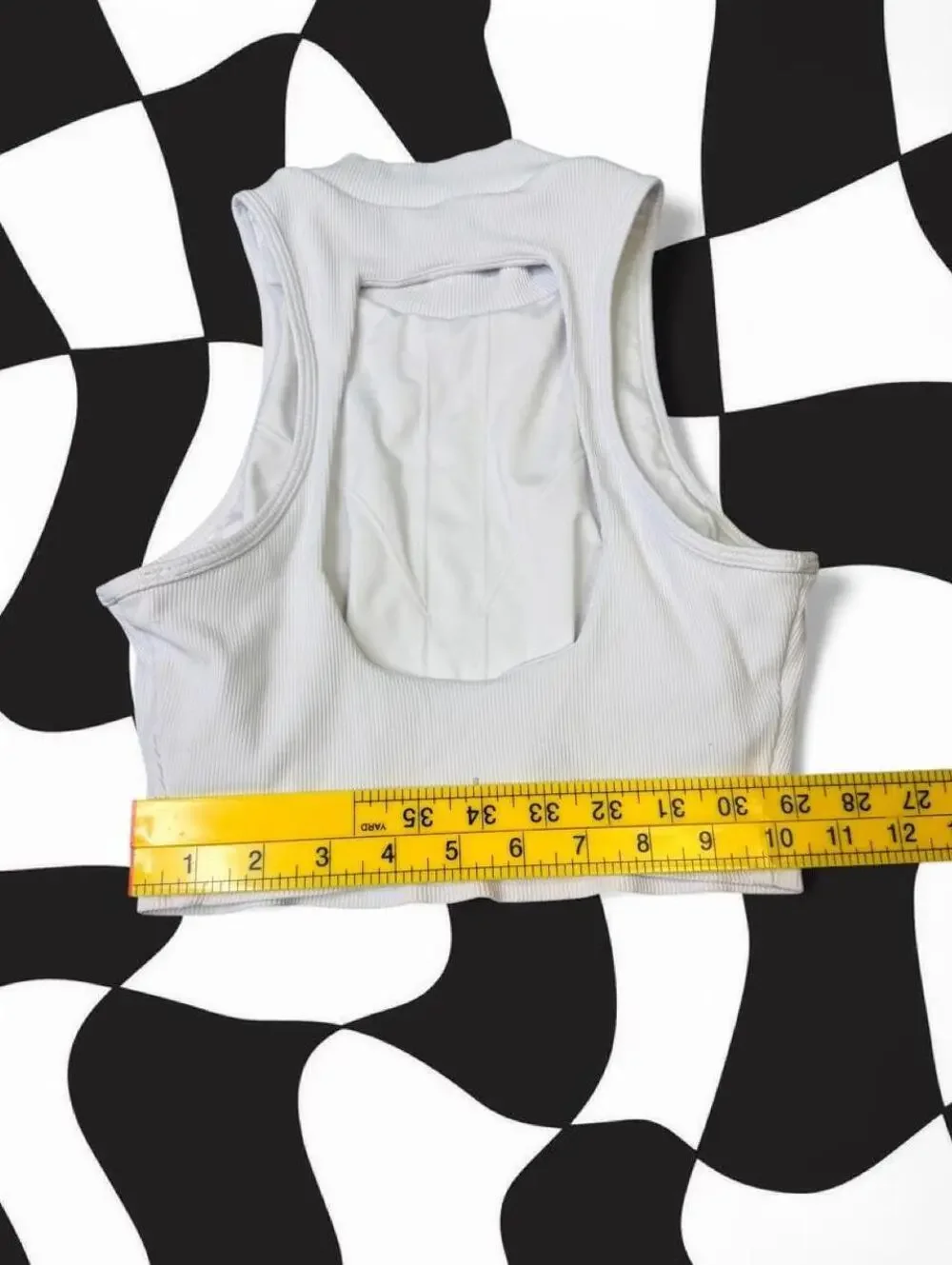 Alo Yoga white ribbed crop top in